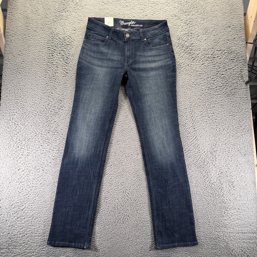 Wrangler Jeans Women 11 Blue Cotton Denim Straight Faded Workwear Travel Stretch